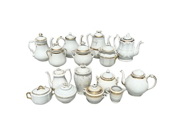 Gold & White China Teapots and Serveware, Limoges and Other Makers