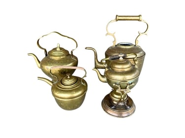 Fabulous Collection of Brass Teapots