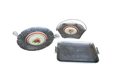 Vintage Hammered Aluminum Serving Trays, Farber & Shelvin and Arthur Armour