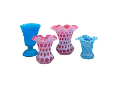 Fenton Coin Dot Vases & Atterbury Milk Glass Vase Collection