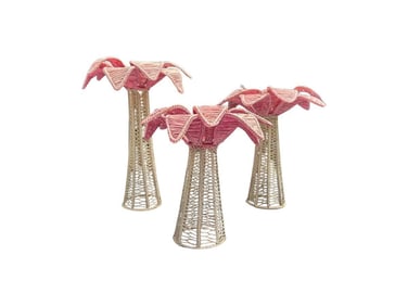 Cora Cora Pink Palm Tree Candle Holders, Set of Three