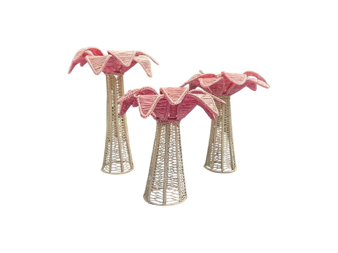 Cora Cora Pink Palm Tree Candle Holders, Set of Three (1 of 4)
