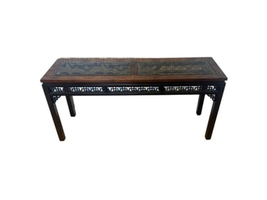 Chinoiserie Console Table with Glass Inserts