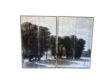 Grisaille Landscape Diptych from Celadon Art