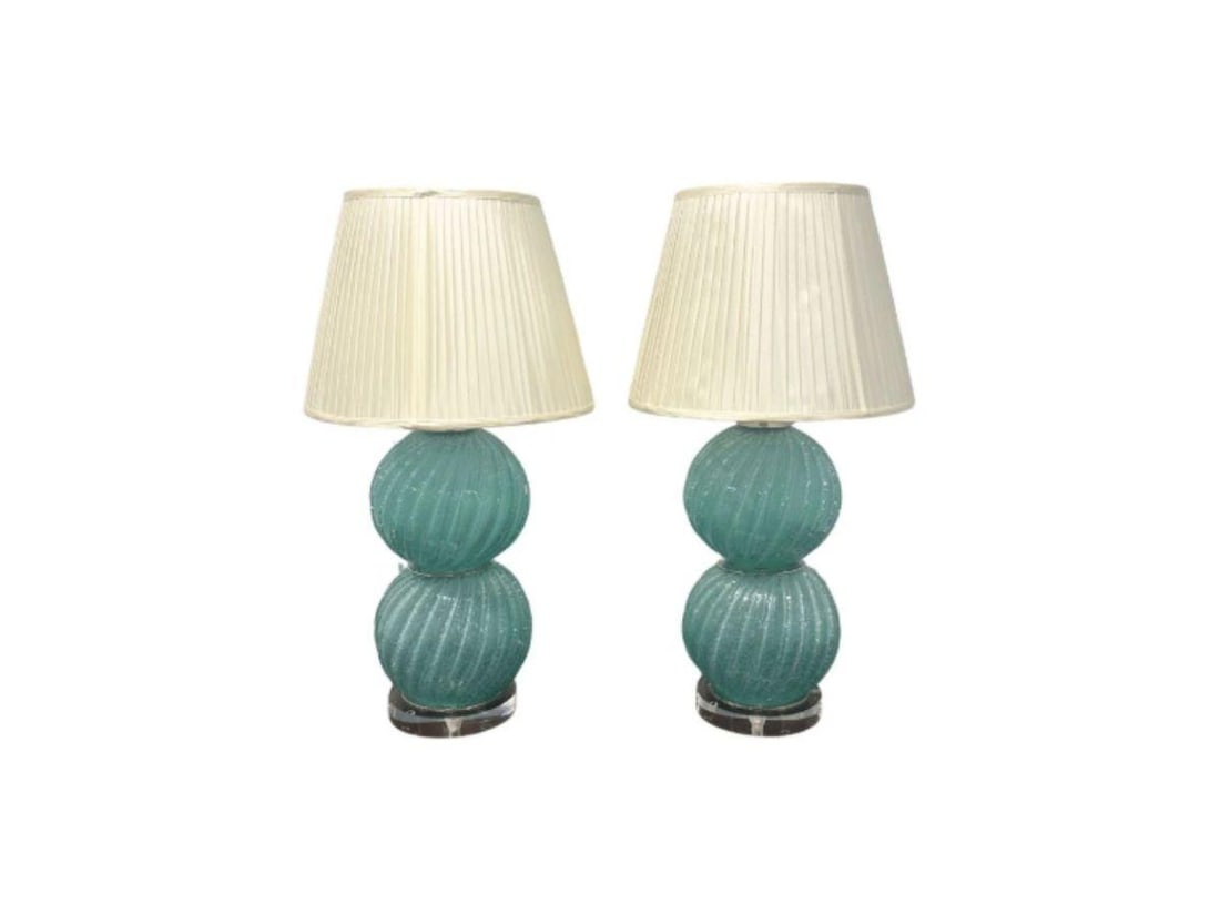 Blue Murano Glass Table Lamps, Pair (1 of 7)