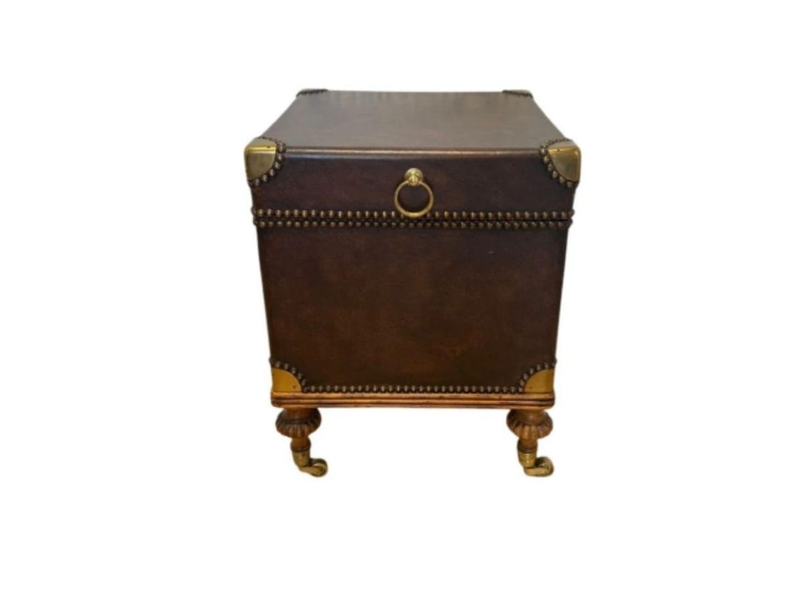 Leather Trunk End Table: 16in. w x 16in. d x 21.5in. h
