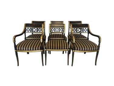 Ferguson Copeland Regency Side Chairs, Ebony with Gold, Set of 6