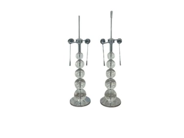 Glass Stacked Ball Lamps, Pair