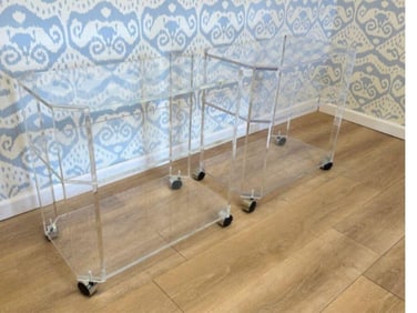 Vintage Lucite Carts / Side Tables, Pair
