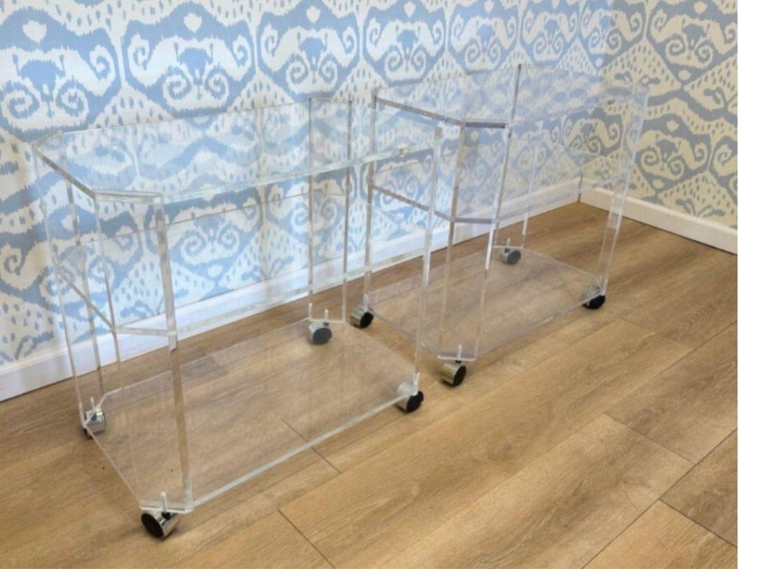Vintage Lucite Carts / Side Tables, Pair (1 of 7)