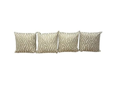 Gold Embroidered Silk Pillows, Set of 4