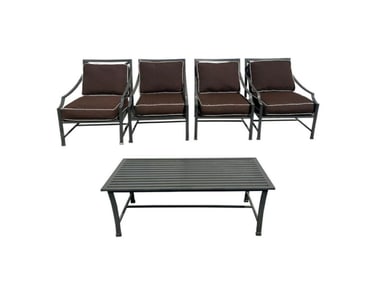 Restoration Hardware Carmel Outdoor Chairs with Cocktail Table, Set of 5 Pieces