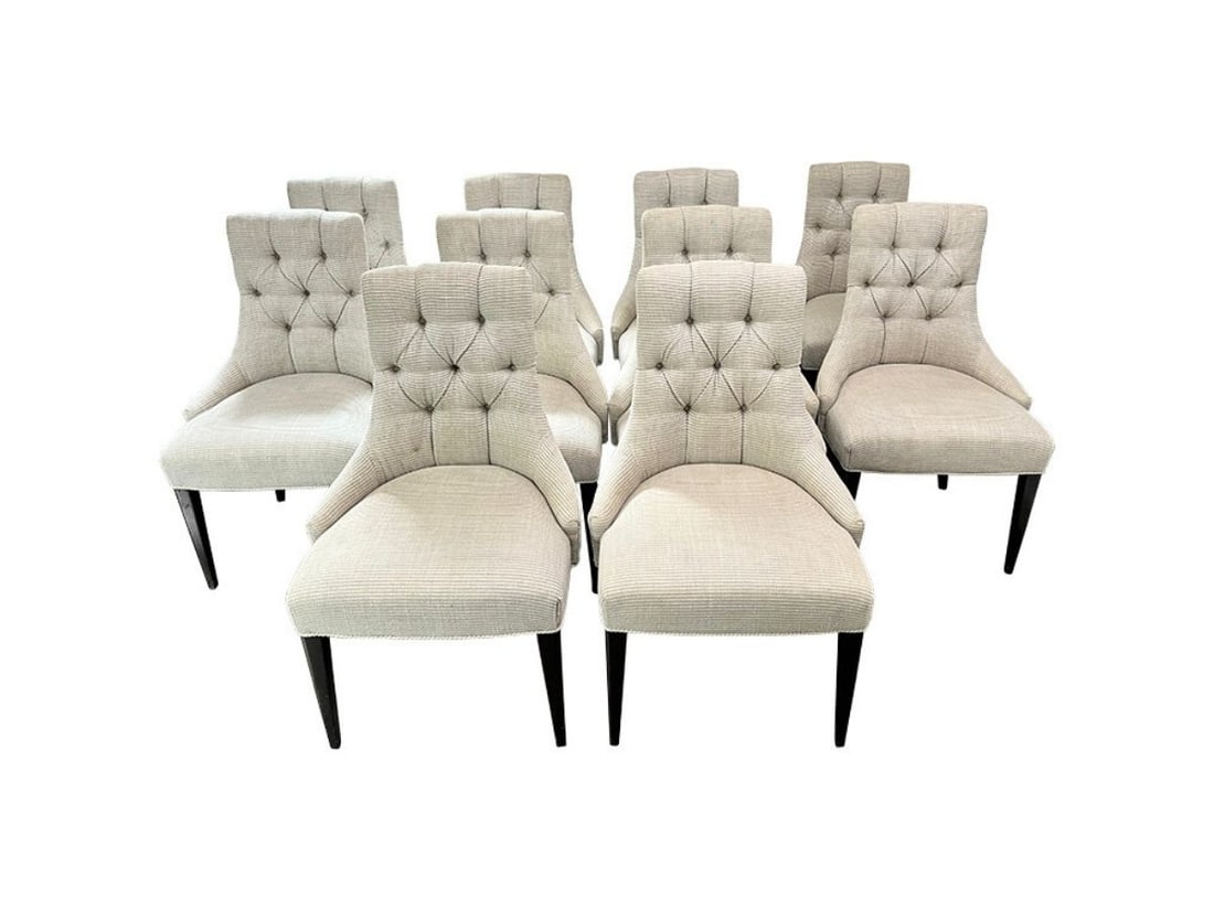 Baker Tufted Back Dining Chairs, Set of 10 (1 of 8)