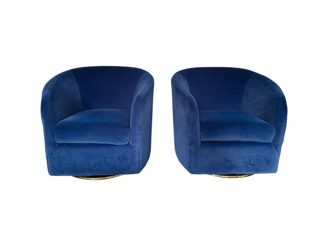 Hulala Home Blue Swivel Accent Chairs, Pair (1 of 14)