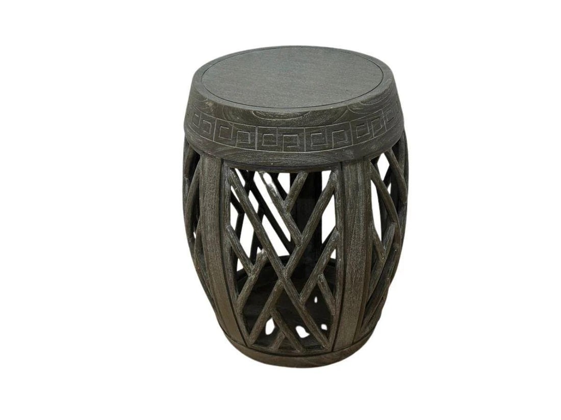 Open Lattice Drum Table: 17 in. diameter x 24 in. h