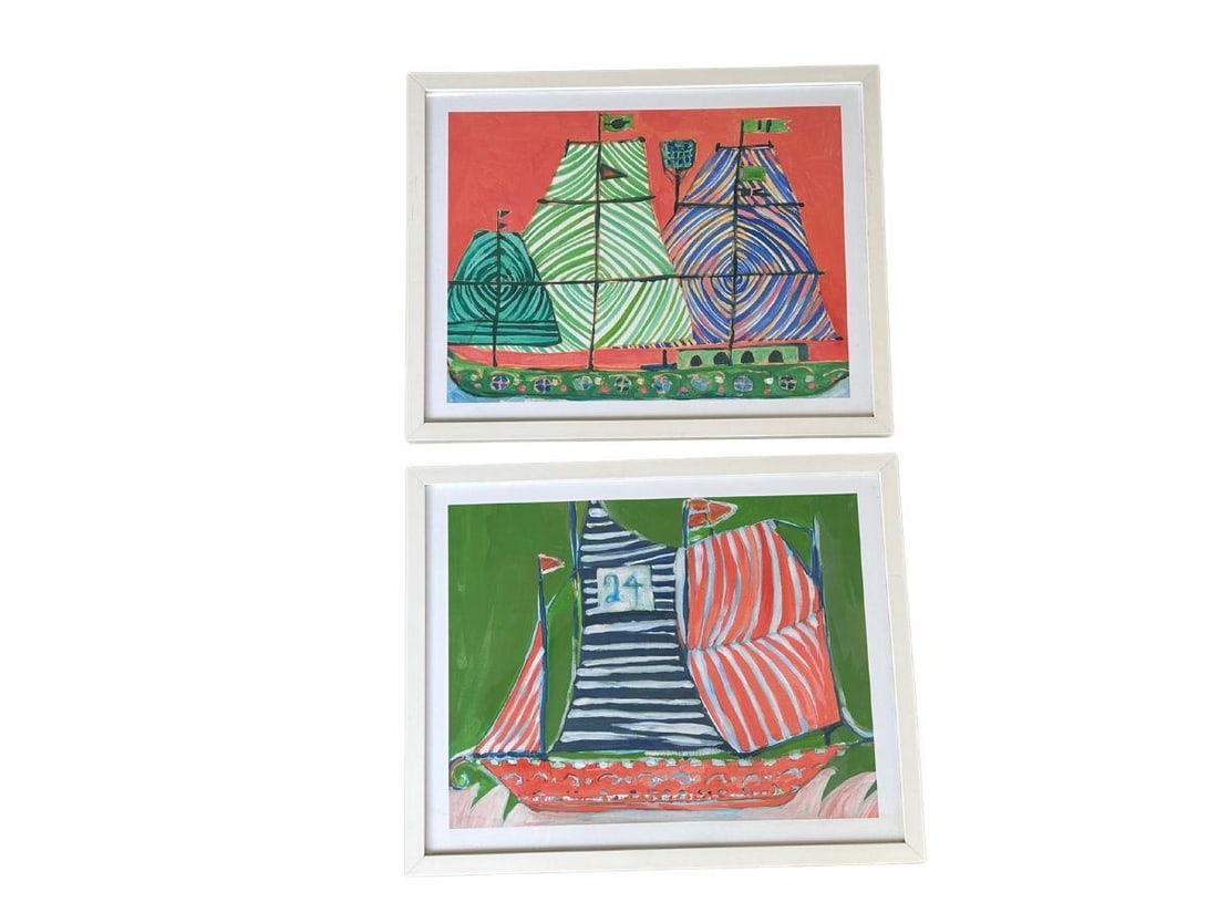 Lulu DK Artwork, Beachy Keen and Sailing Set: 24 in. w x 22 in. h x 1.5 in.d