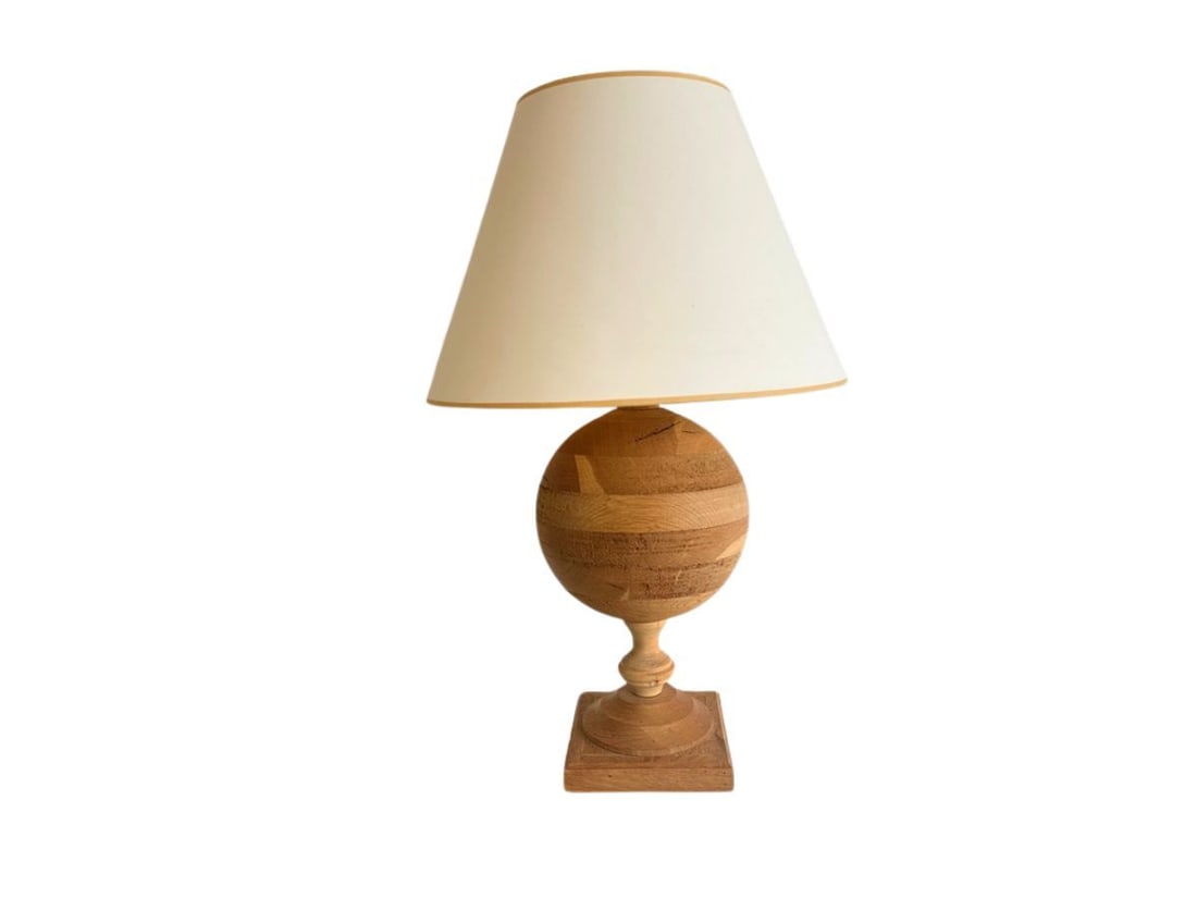 Turned Wood Globe Table Lamp (1 of 8)