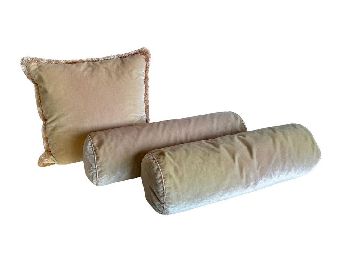 Pink Silk Velvet Pillows, Set of 3 (1 of 9)