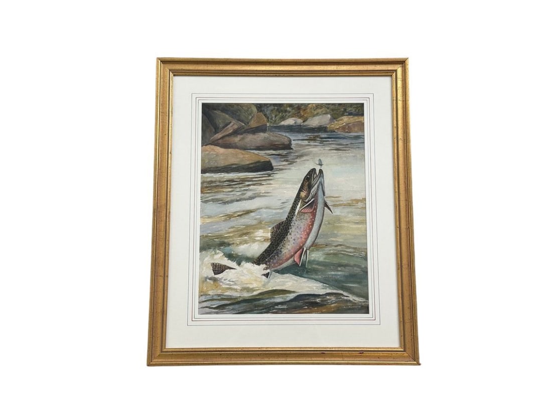 Framed in.Brook Trout in. Original Watercolor by WJ Schaldach (1 of 9)