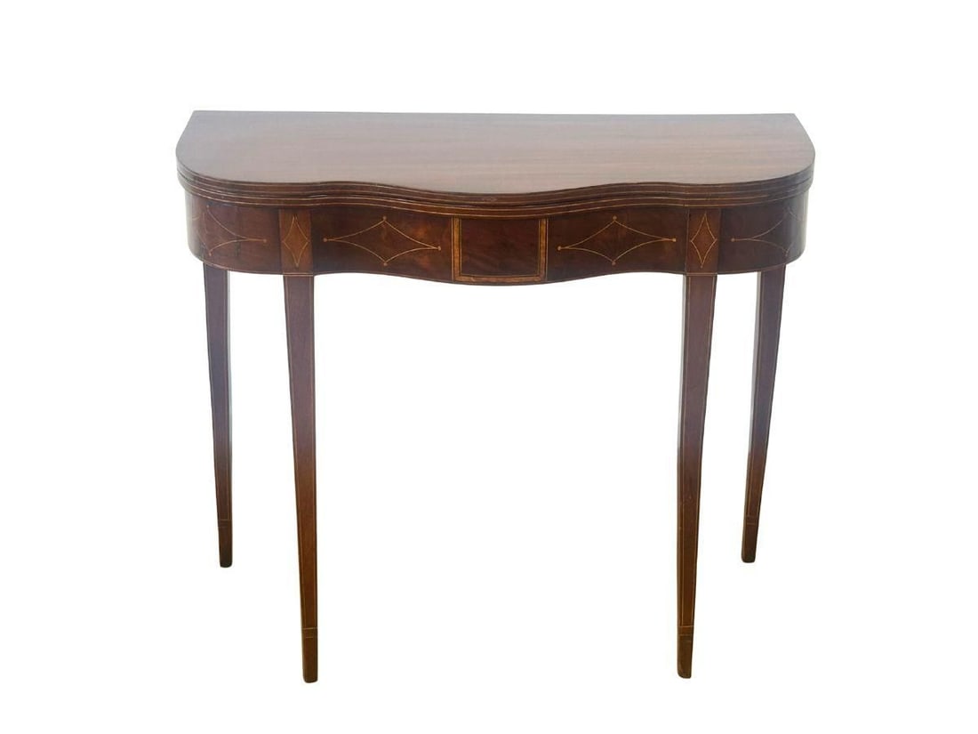 Antique Federal Style Serpentine Card Table (1 of 12)