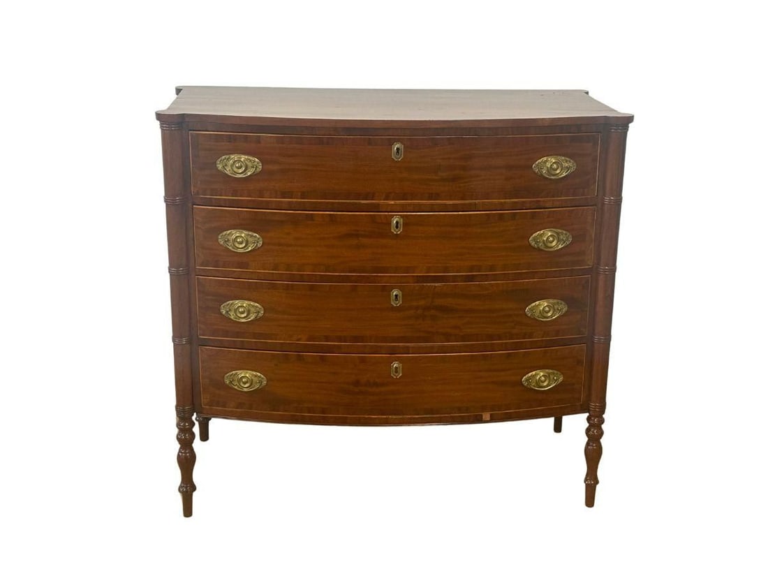 Antique Regency Mahogany Bow Front Chest of Drawers (1 of 12)