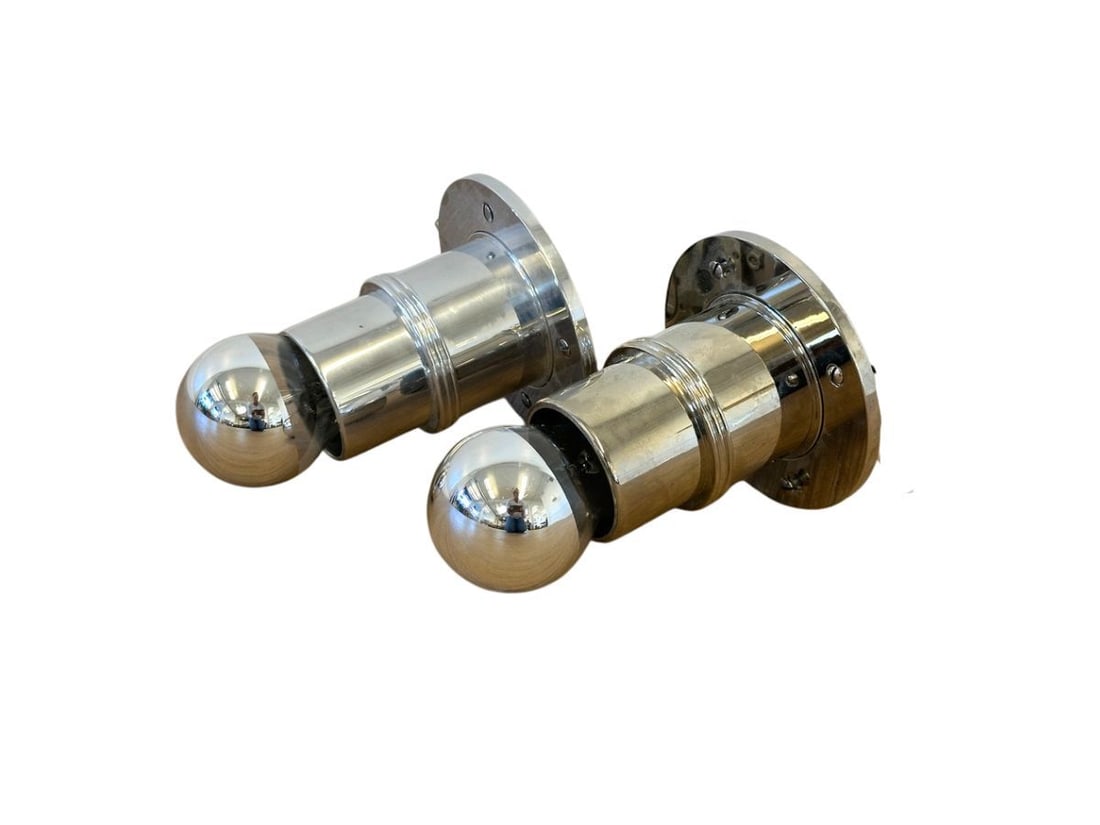 Urban Archaeology Bauhaus Lights, Pair: 4.5 in.w x 6 in.h. PLEASE READ BEFORE BIDDING: There are two scheduled pickup dates for this auction at our Stamford, CT warehouse: Friday, March 6th from 9:00 AM–12:00 PM and Friday, March 13th