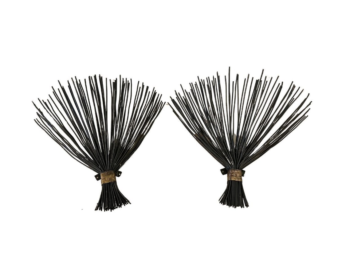 Vintage Sculptural Wall Sconces, Pair: 21 in.w x 19 in.h x 5 in.d. PLEASE READ BEFORE BIDDING: There are two scheduled pickup dates for this auction at our Stamford, CT warehouse: Friday, March 6th from 9:00 AM–12:00 PM and Friday,