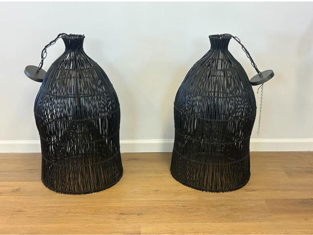 Rattan Pendants, Pair - 2