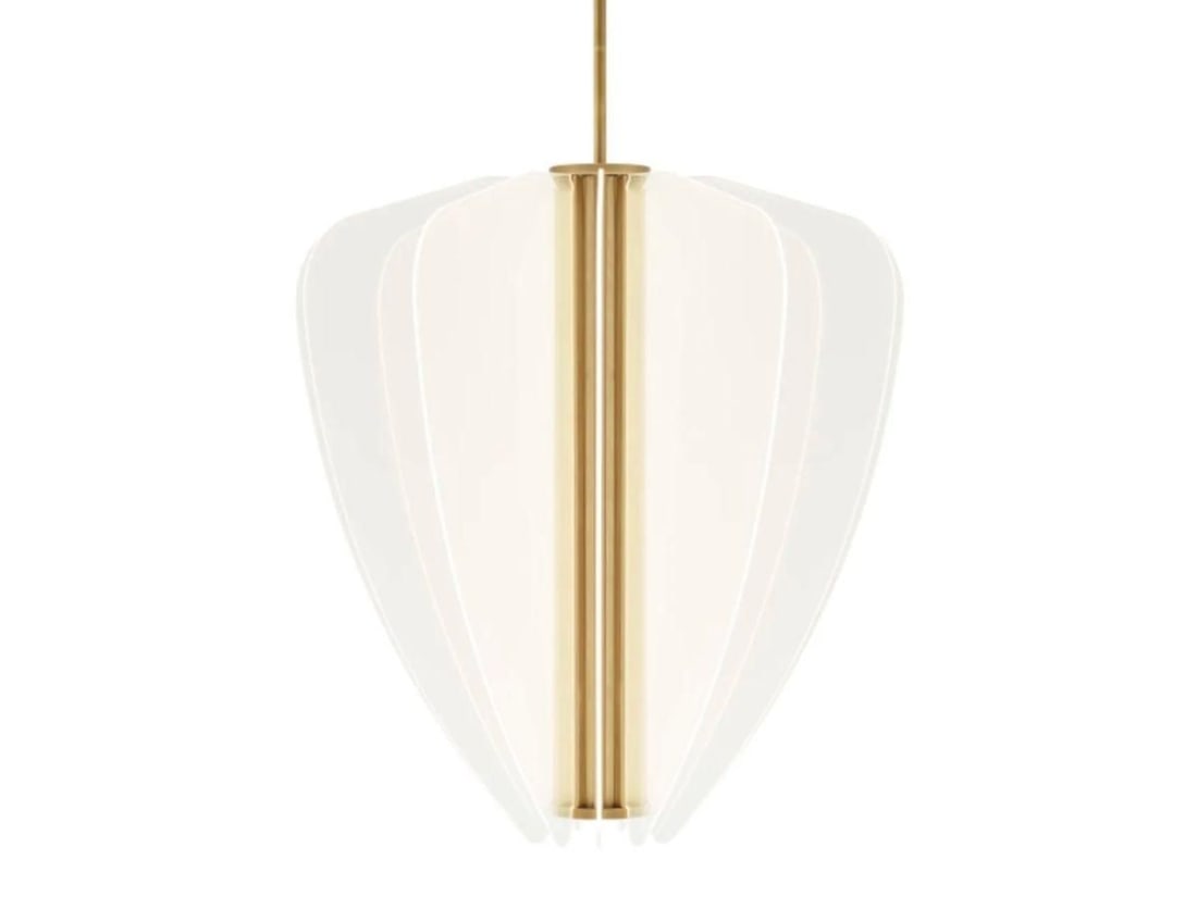 Visual Comfort Nyra 30 Chandelier in Plated Brass, 1 of 2: 30 in.diameter x 32 in.h, Overall height: 102 in. PLEASE READ BEFORE BIDDING: There are two scheduled pickup dates for this auction at our Stamford, CT warehouse: Friday, March 6th from 9:00