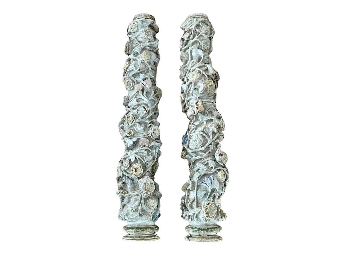 Antique Half Columns, Pair: 18in.w x 56in.h x 6in.d. PLEASE READ BEFORE BIDDING: There are two scheduled pickup dates for this auction at our Stamford, CT warehouse: Friday, March 20th from 9:00 AM–12:00 PM and Friday, March 2