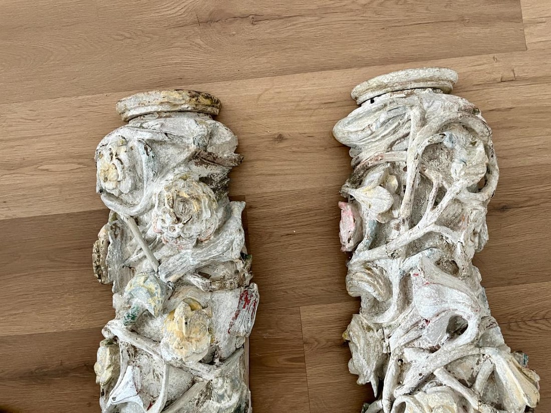 Antique Half Columns, Pair - 9