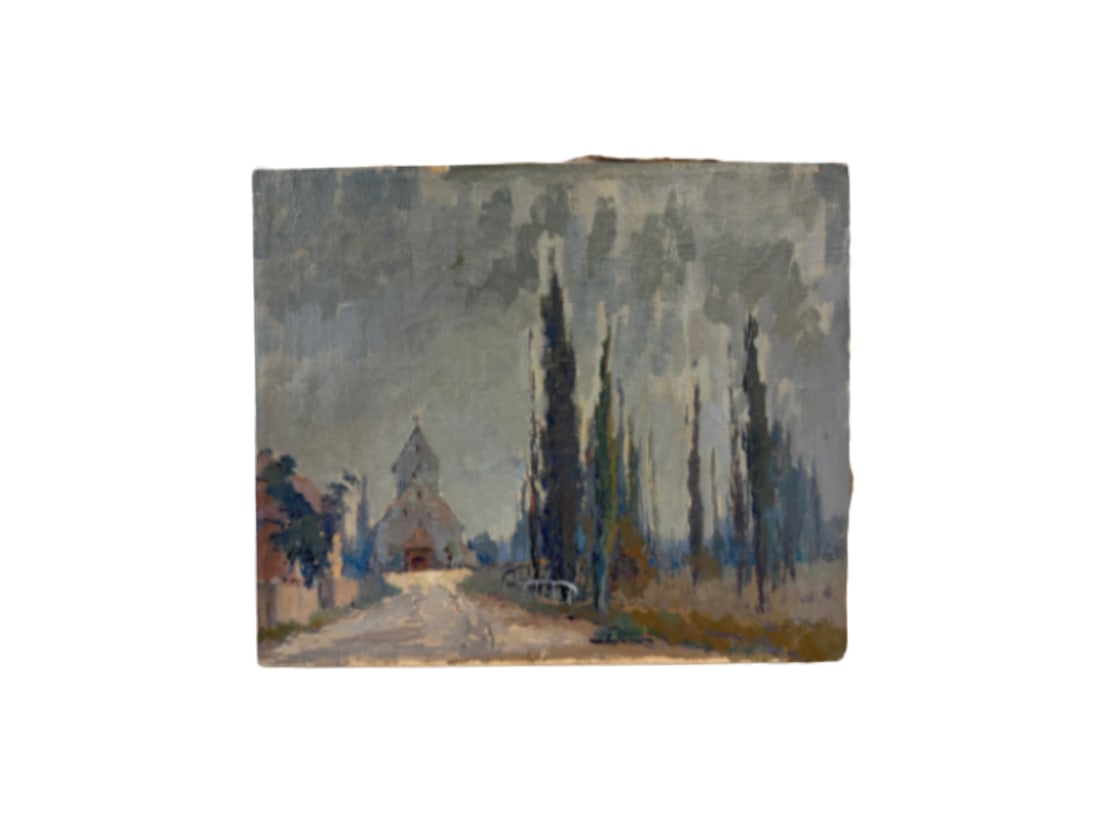 French Country Scene, Oil on Canvas: 17.75in.w x 13.75in.h x .75in.h. PLEASE READ BEFORE BIDDING: There are two scheduled pickup dates for this auction at our Stamford, CT warehouse: Friday, March 20th from 9:00 AM–12:00 PM and