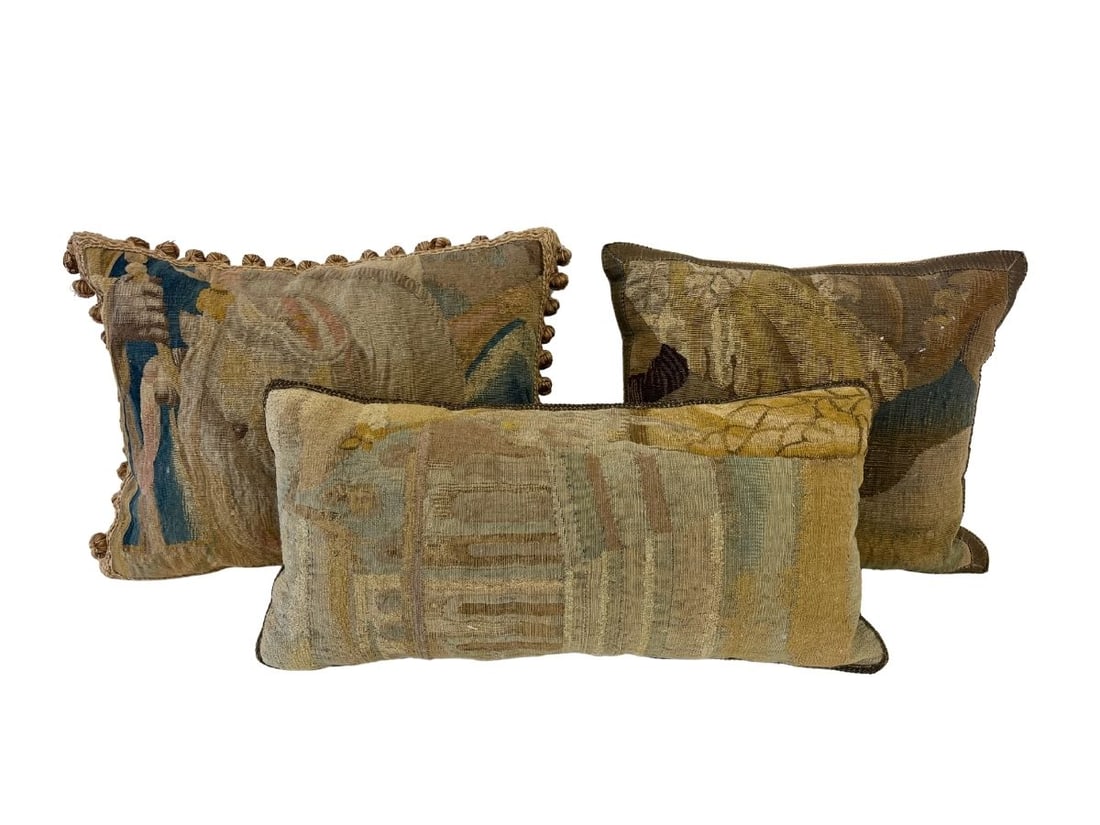 Antique French Tapestry Pillows, Set of 3 (1 of 11)