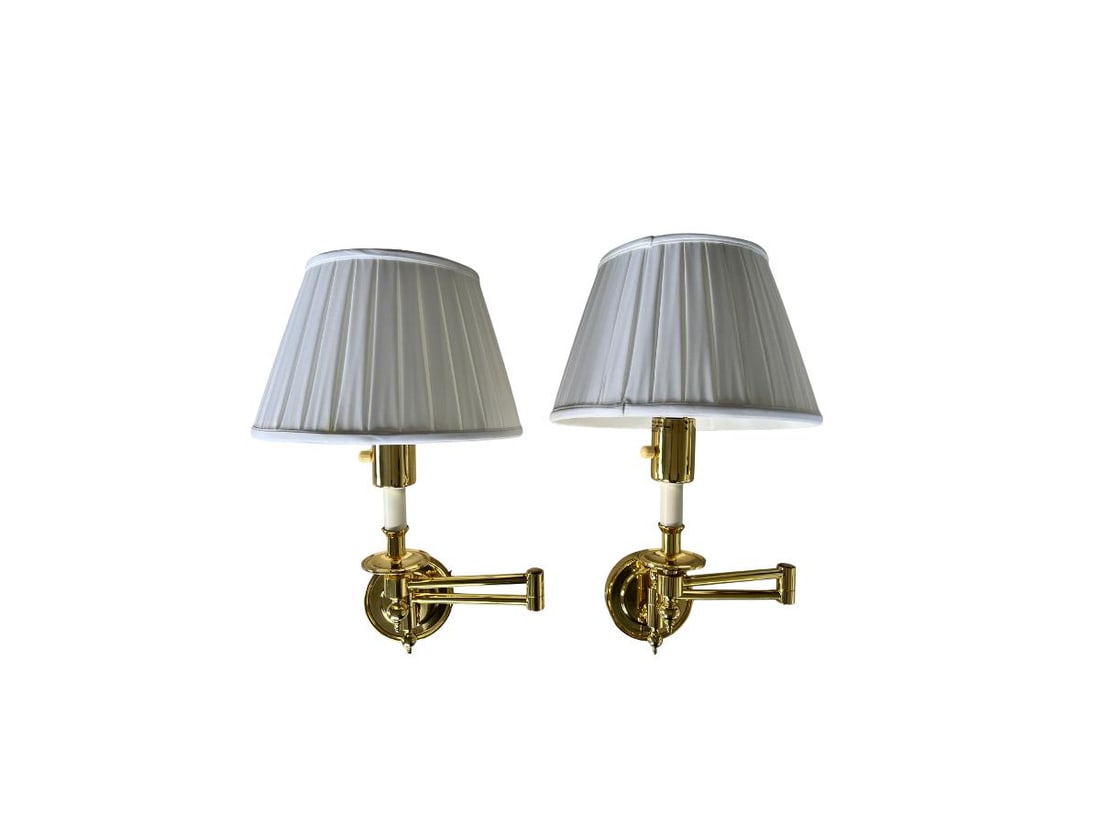 Hinson Swing Arm Lights in Brass with Shades for Metalarte, Pair (1 of 11)