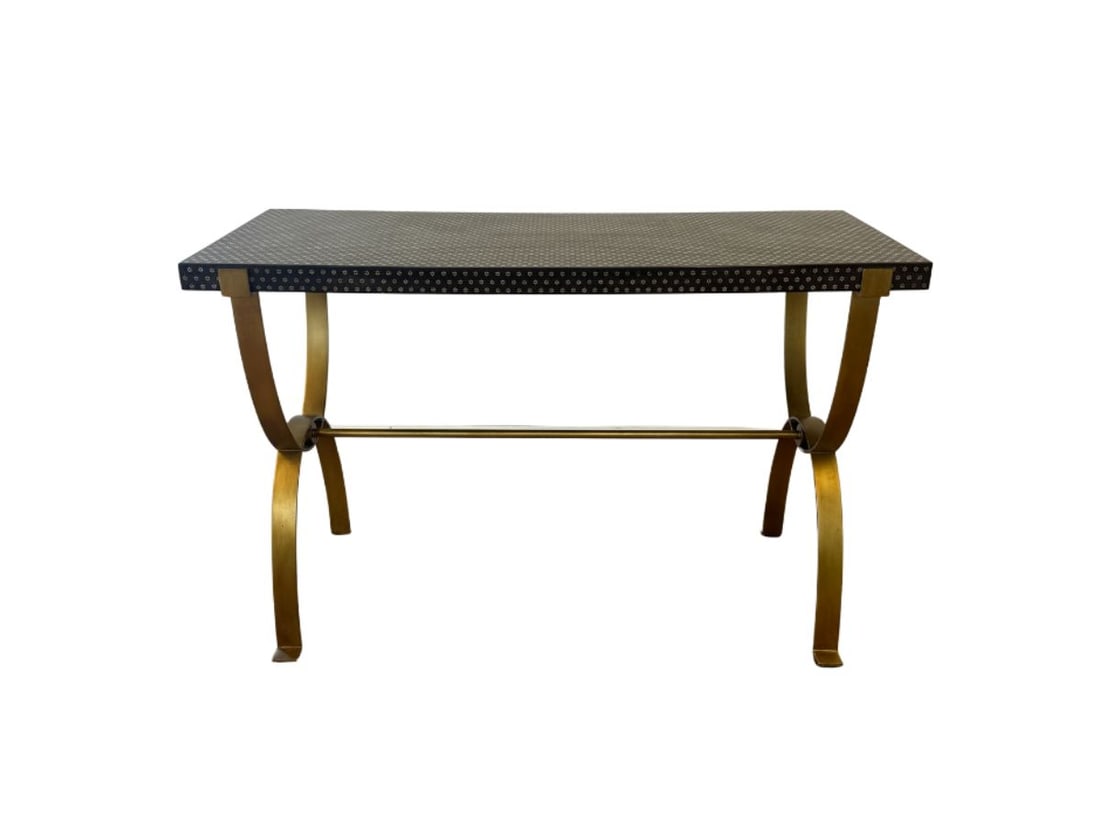 Hickory Chair Star Motif Console Table: 54in. w x 24in. d x 34in. h PLEASE READ BEFORE BIDDING: There are two scheduled pickup dates for this auction at our Stamford, CT warehouse: Friday, April 24th from 9:00 AM–12:00 PM and Friday, May