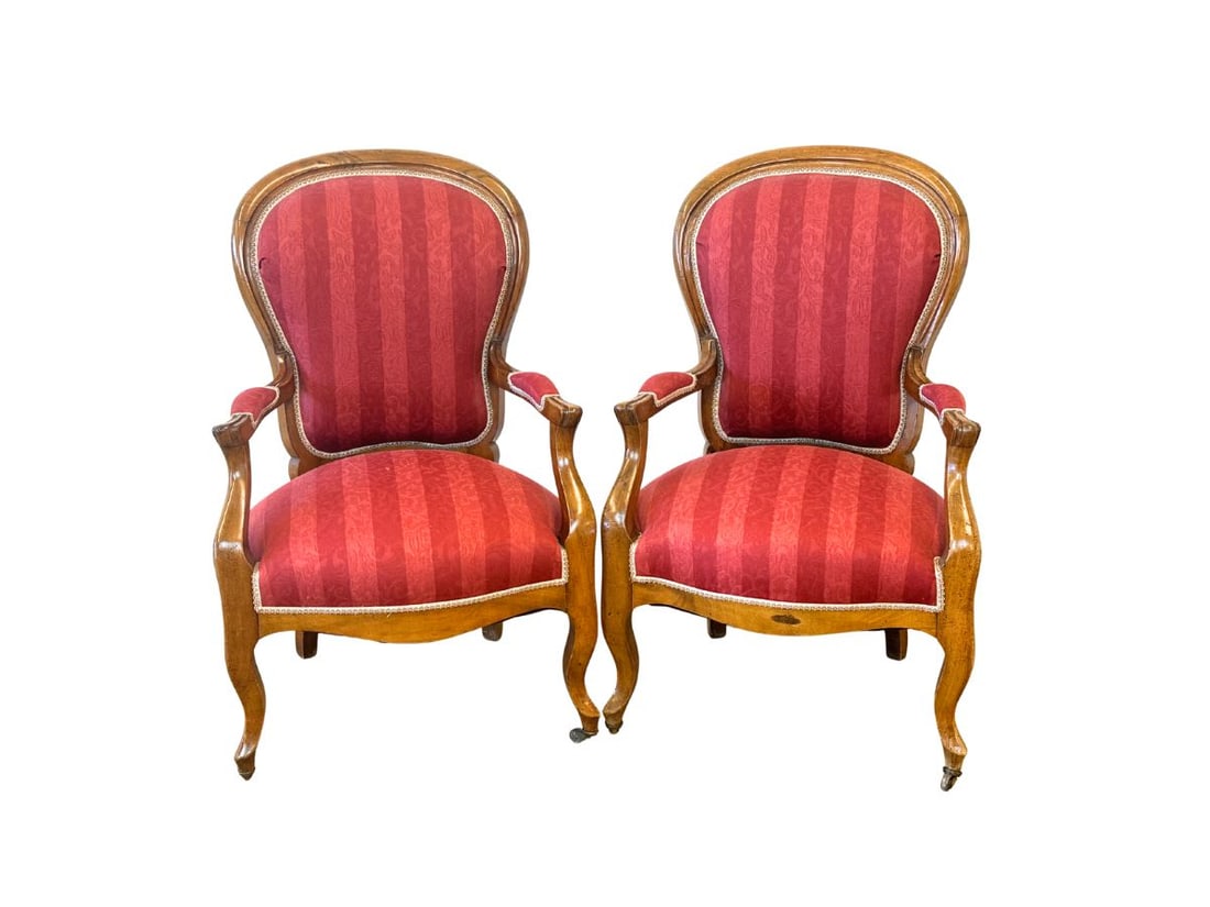 Antique French Arm Chairs, Pair (1 of 9)