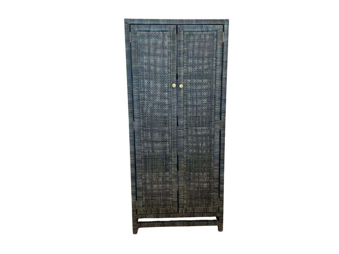 Made Goods Isla Cabinet in Smoke: 32in. w x 16in. d x 72in. h PLEASE READ BEFORE BIDDING: There are two scheduled pickup dates for this auction at our Stamford, CT warehouse: Friday, April 24th from 9:00 AM–12:00 PM and Friday, May