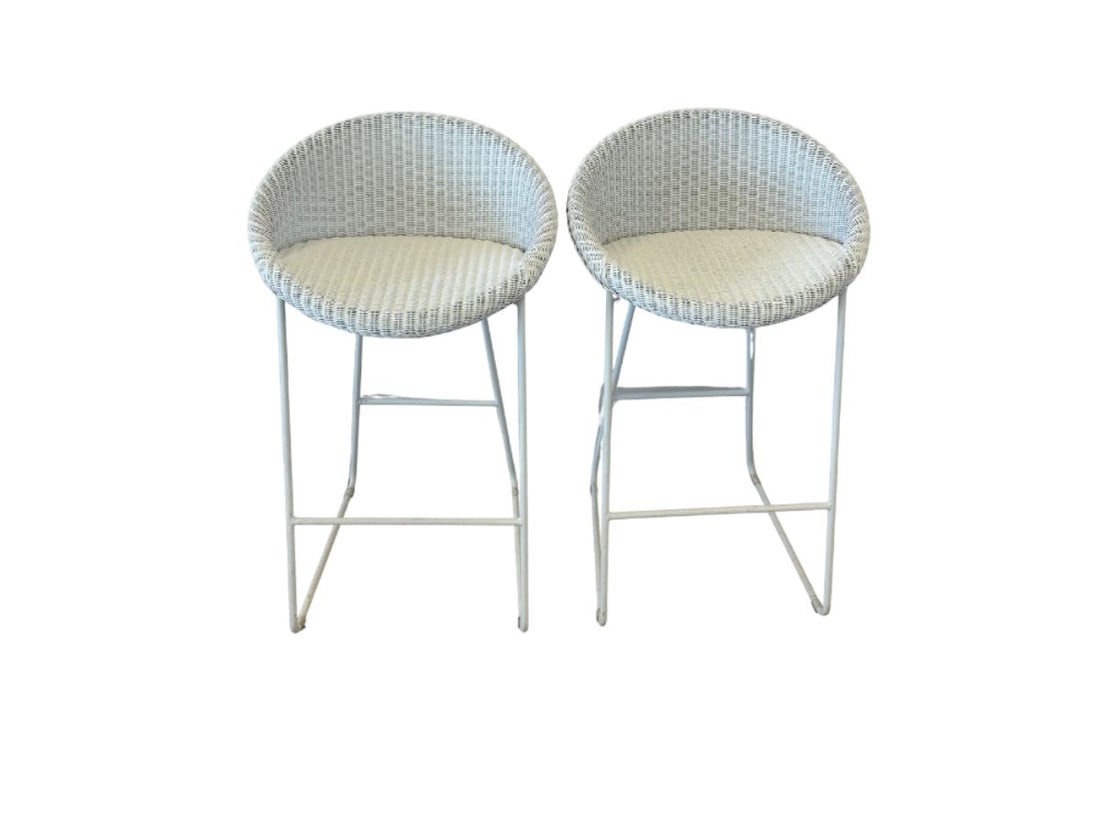 Vincent Sheppard Woven White Barstools, Pair (1 of 10)