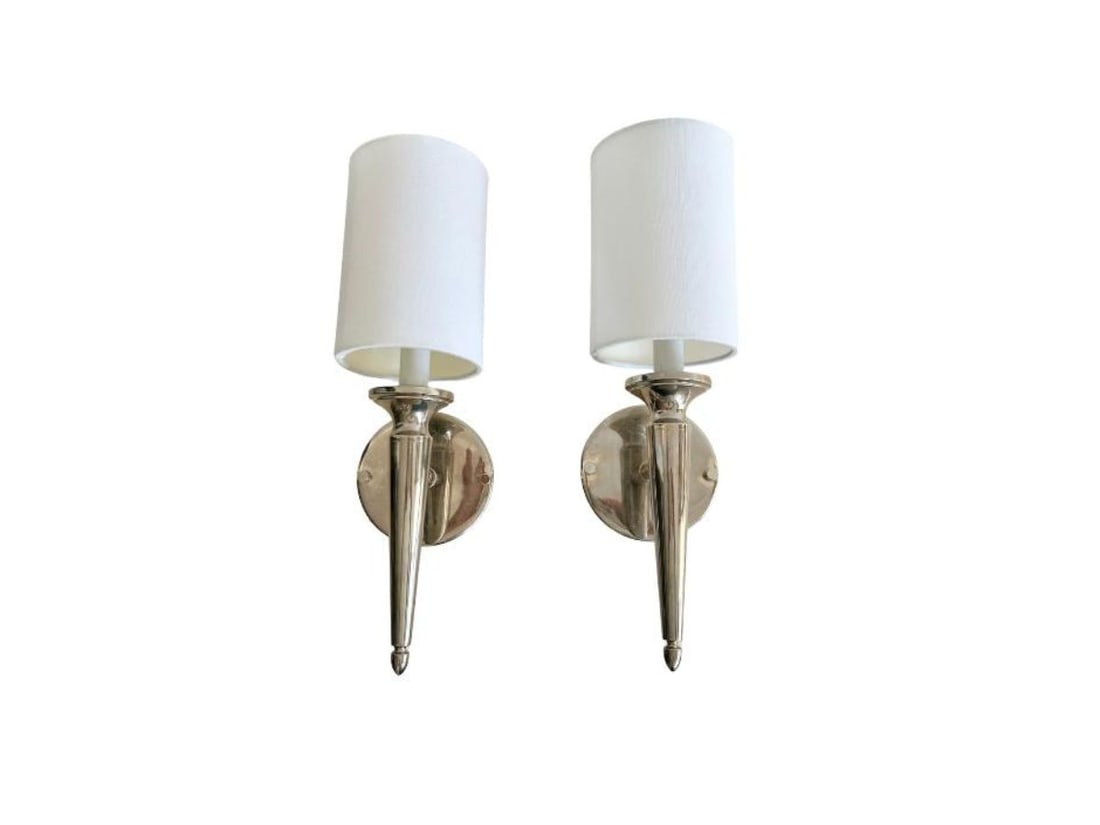 Polished Nickel Wall Sconces, Pair (1 of 8)