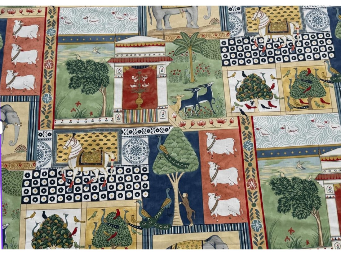 Jane Churchill Indian Summer Fabric Remnant: 57in. repeat x 97in. l. PLEASE READ BEFORE BIDDING: There is one scheduled pickup date for this auction on Friday, May 15th from 9am- 12pm at a private residence in Rye, NY. The address will be shared