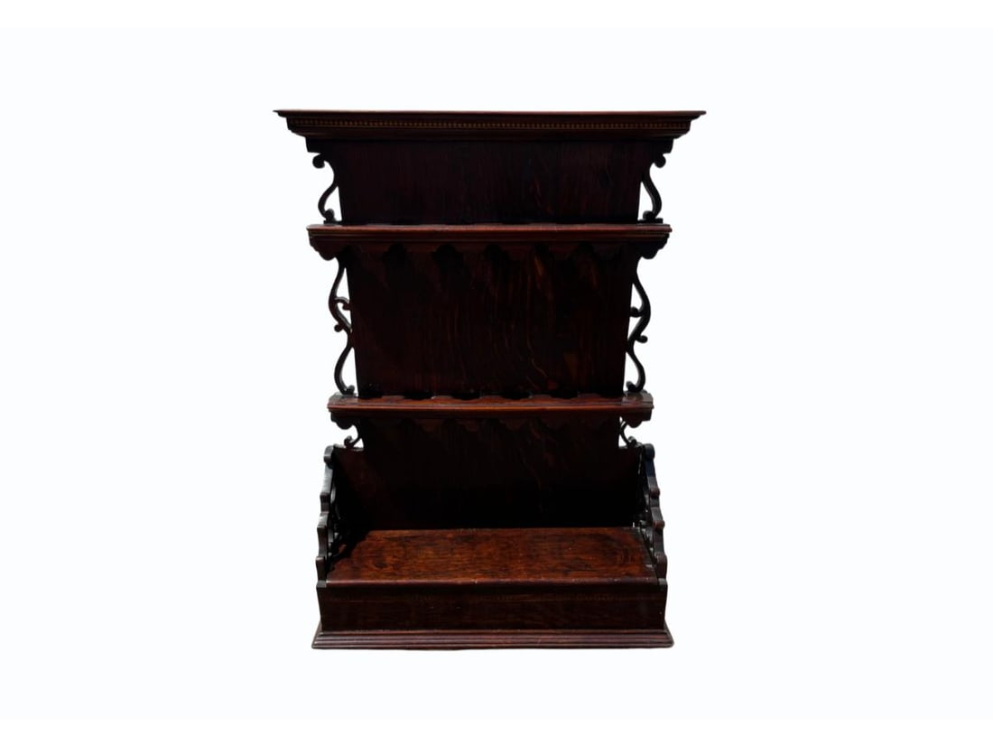 Antique Carved Spoon Rack with Inlay: 17in.w x 5in. d x 23.75in. h. PLEASE READ BEFORE BIDDING: There is one scheduled pickup date for this auction on Friday, May 15th from 9am- 12pm at a private residence in Rye, NY. The address will be