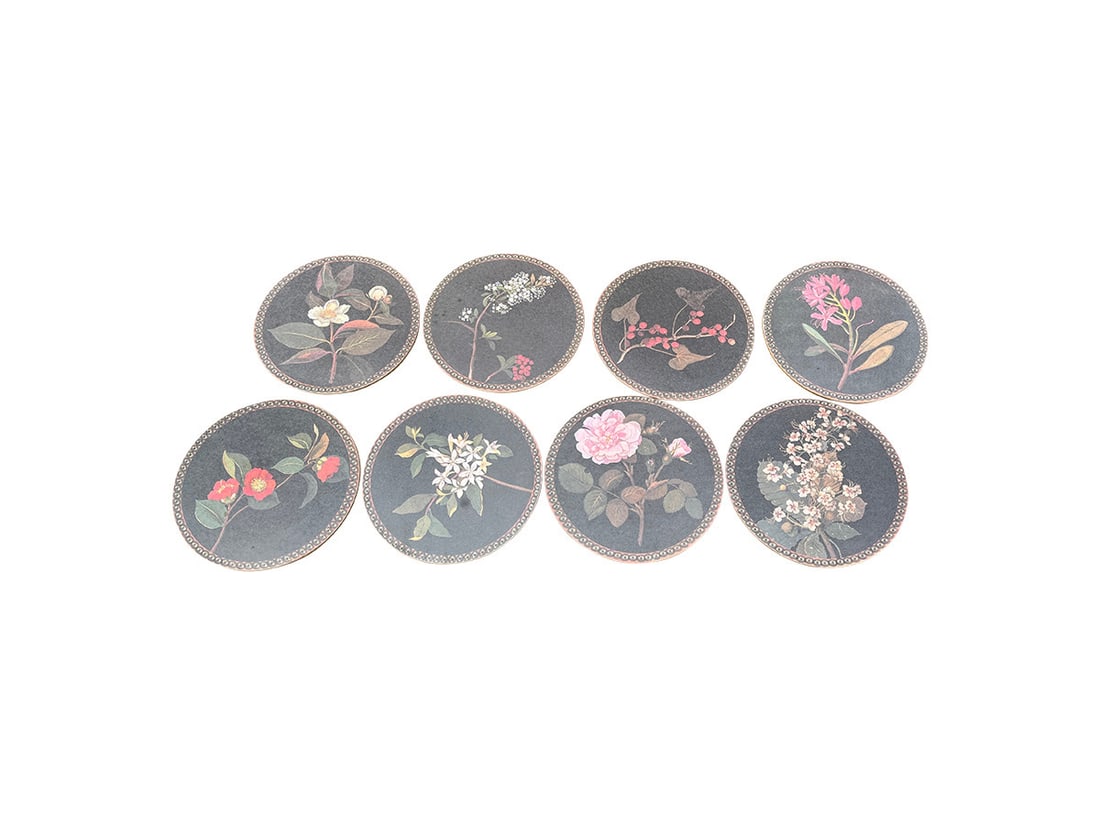 Delaney's Floral Table Mats, Set of 8: 9.5in. diameter. PLEASE READ BEFORE BIDDING: There is one scheduled pickup date for this auction on Friday, May 15th from 9am- 12pm at a private residence in Rye, NY. The address will be shared to