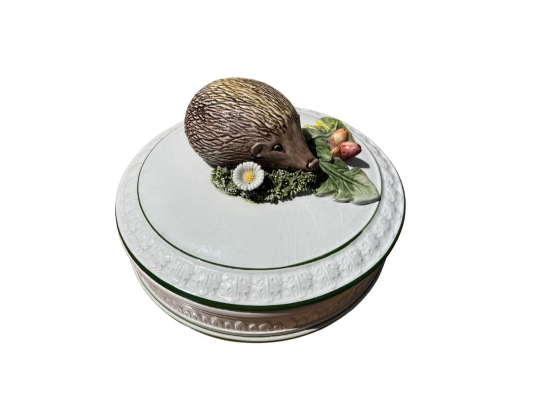 Vintage Hedgehog Hand Decorated Italian Ceramic Lidded Dish (1 of 6)