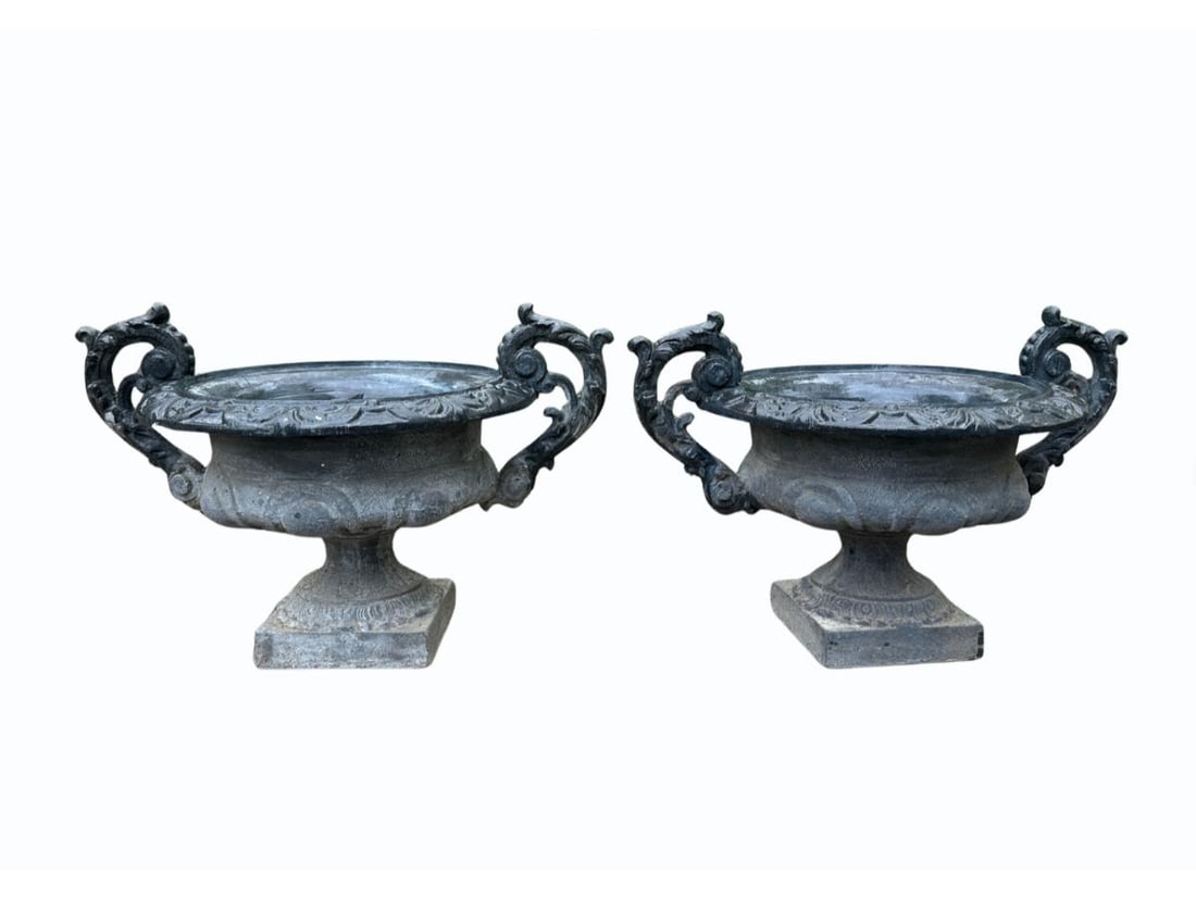 Neoclassical Black Garden Planters, Pair (2 of 2 Pairs) (1 of 7)
