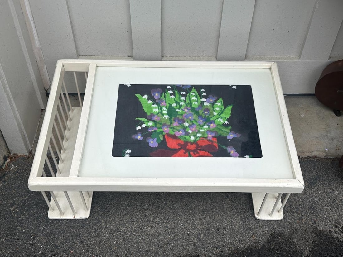 Vintage Needlepoint Breakfast Tray - 2