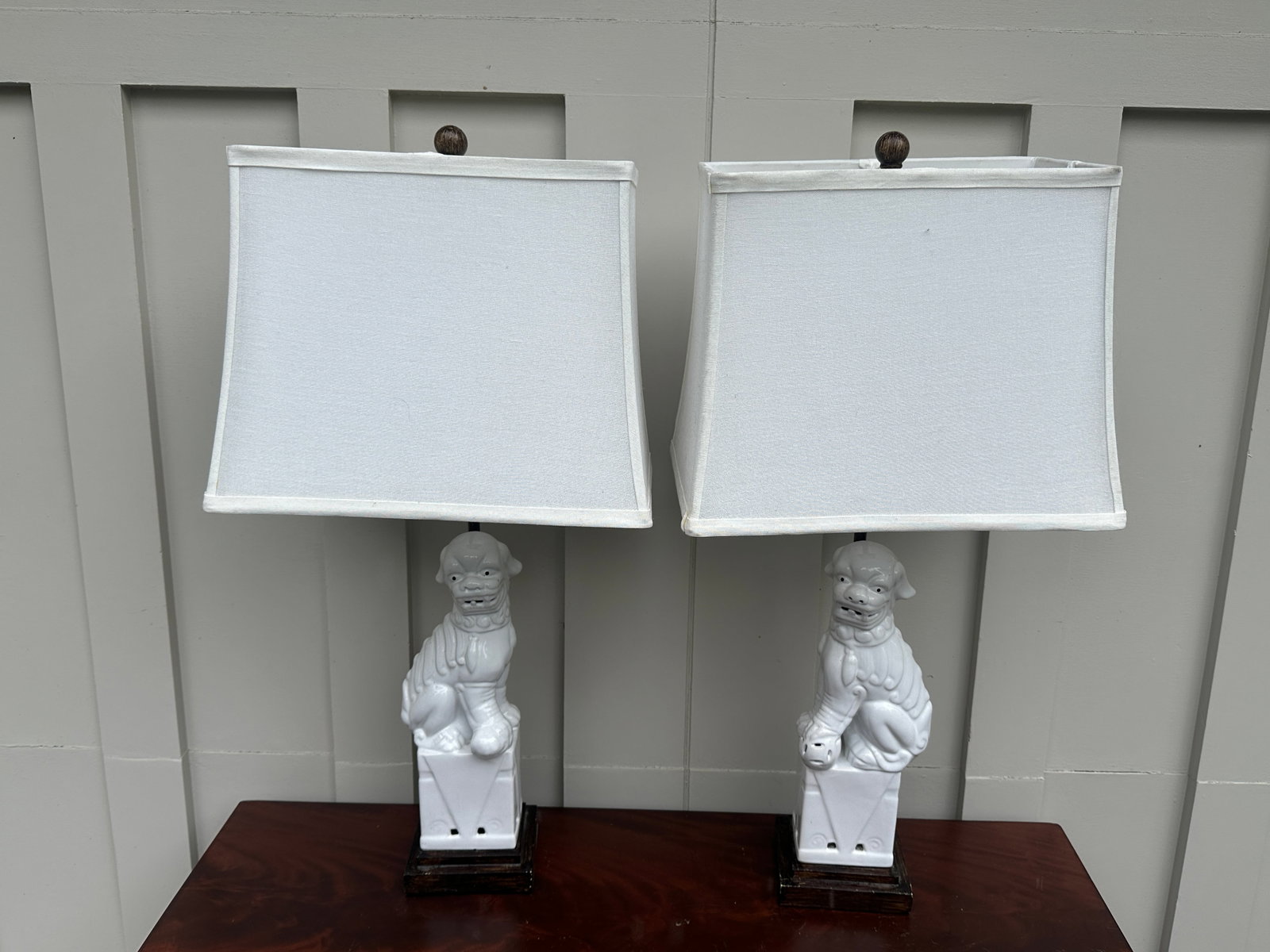Foo Dog Lamps, Pair - 2