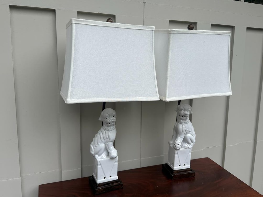 Foo Dog Lamps, Pair - 3