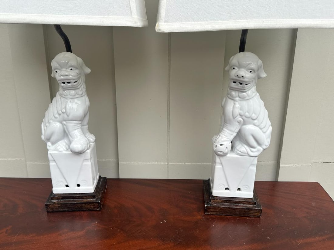 Foo Dog Lamps, Pair - 4