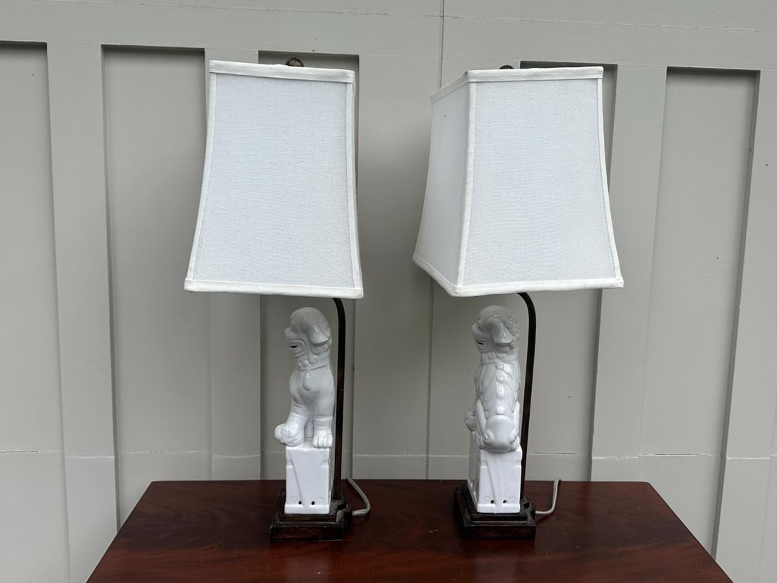 Foo Dog Lamps, Pair - 5