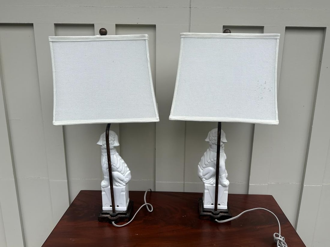 Foo Dog Lamps, Pair - 6
